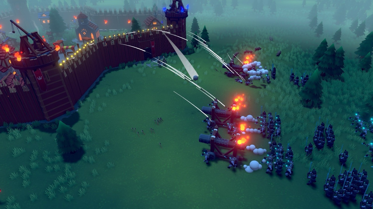 Becastled — defenders firing flaming arrows at attackers during a night siege