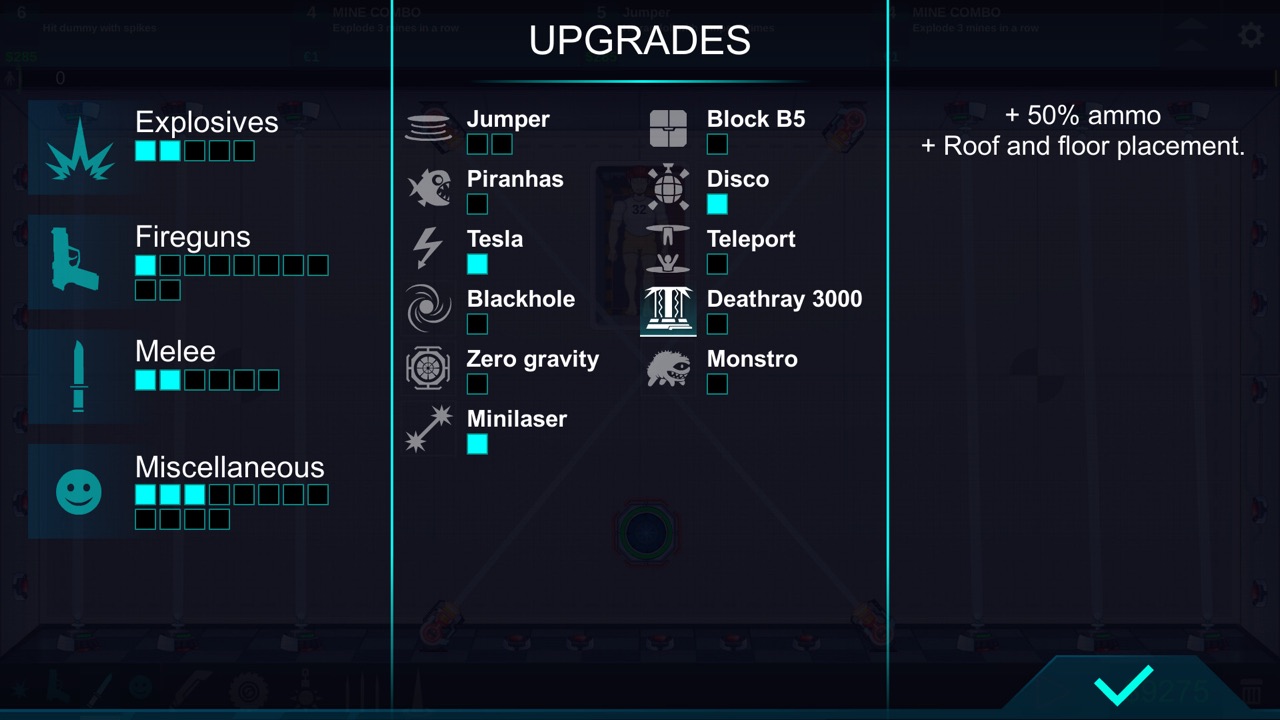 Happy Room — the weapon upgrade screen